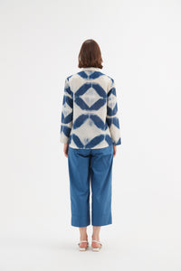 Tirelli Open Collar Shirt Blue Diamond Print