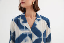 Load image into Gallery viewer, Tirelli Open Collar Shirt Blue Diamond Print
