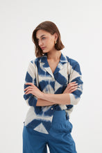 Load image into Gallery viewer, Tirelli Open Collar Shirt Blue Diamond Print
