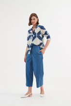 Load image into Gallery viewer, Tirelli Open Collar Shirt Blue Diamond Print

