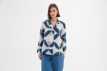 Load image into Gallery viewer, Tirelli Open Collar Shirt Blue Diamond Print
