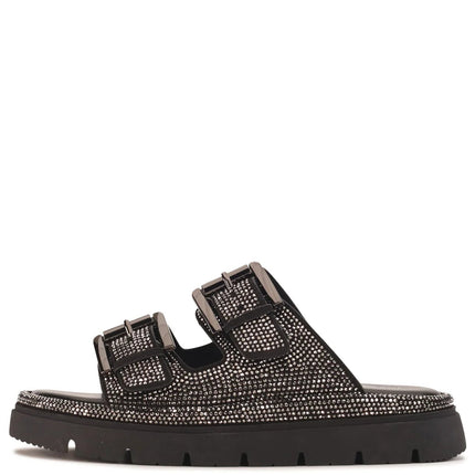Los Cabos Toledo Slide Sandals Black Diamonte