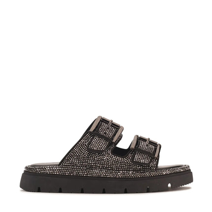 Los Cabos Toledo Slide Sandals Black Diamonte
