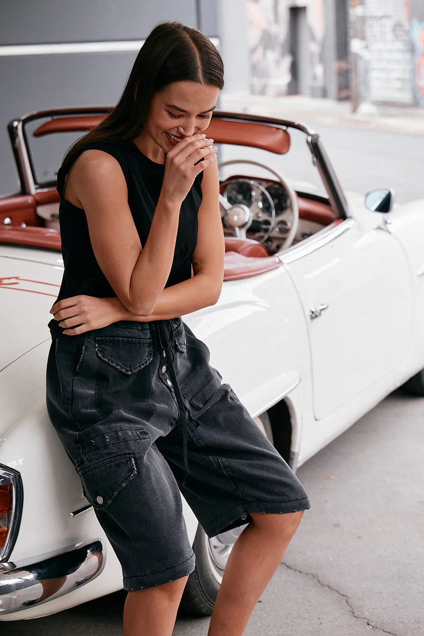 M. A. Dainty Trucker Pant Washed Black