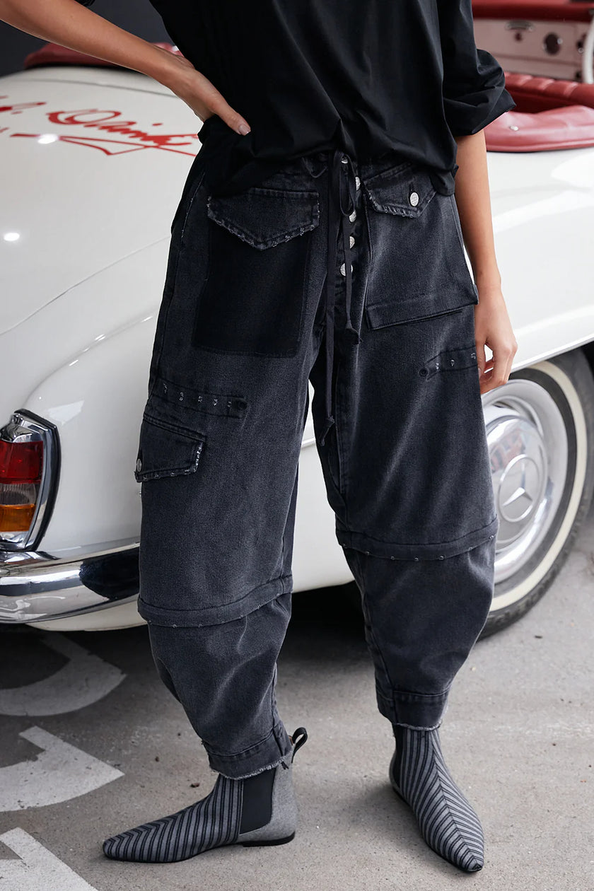 M. A. Dainty Trucker Pant Washed Black