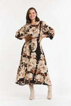 Load image into Gallery viewer, Urban Luxury Flower Dress Black/Caramel/Cream
