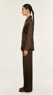Staple The Label Solace Satin Shirt Chocolate