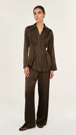 Staple The Label Solace Satin Shirt Chocolate