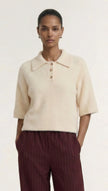 Staple The Label Fluffy Knit Polo Natural Beige