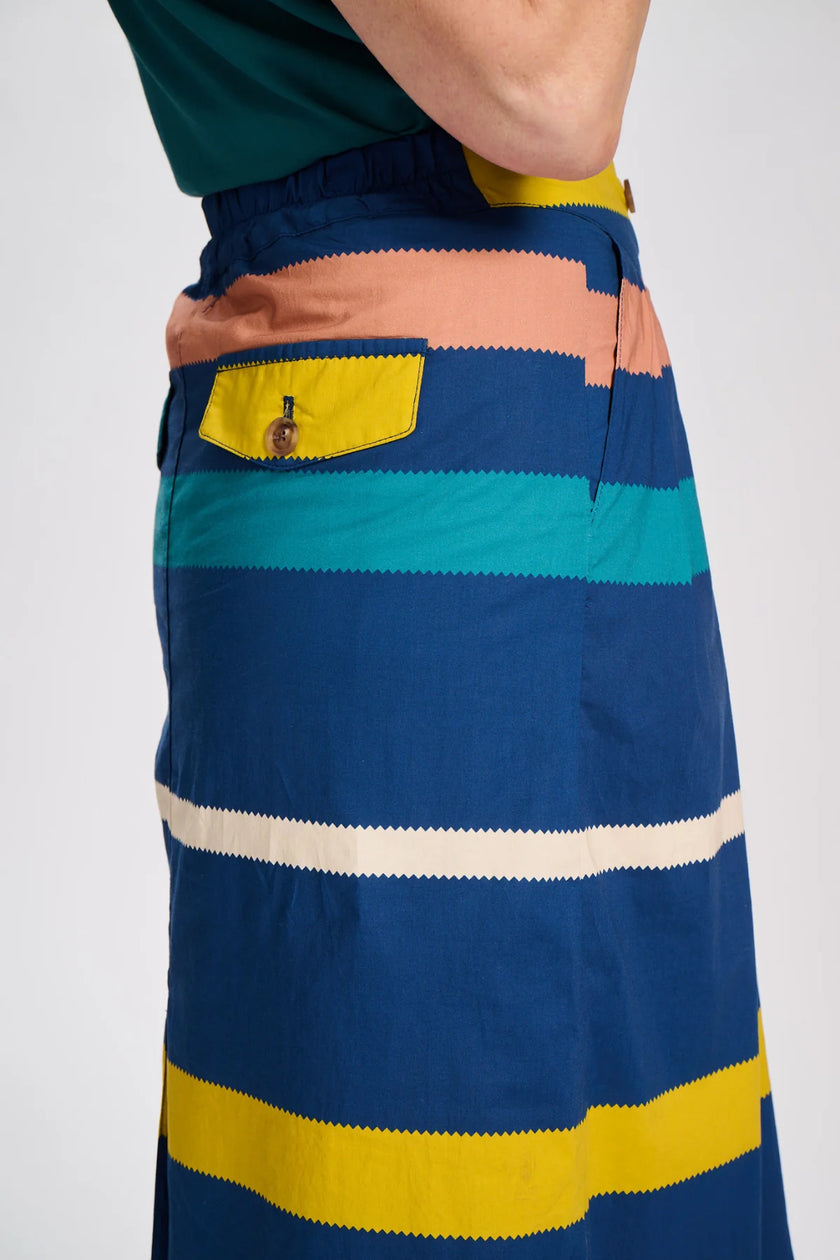 Olga De Polga Valencia Stripe Audrey Skirt Navy
