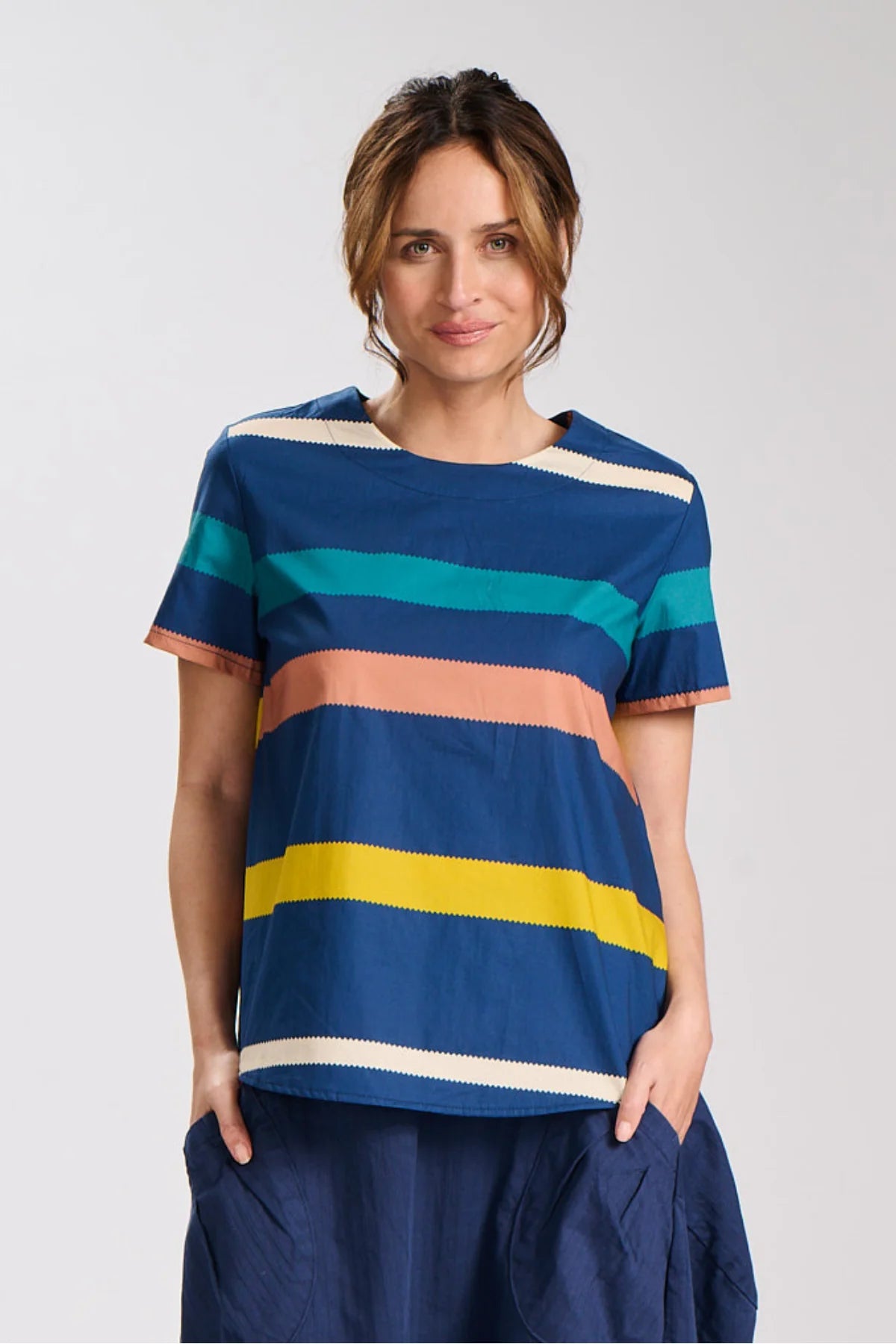 Olga de Polga Valencia Stripe Top Navy
