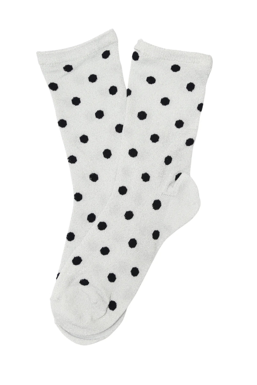 Olga De Polga Vegas Spot Lurex Socks White