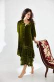 Miss Rose Sister Violet Florentine Velvet Coat Dress Moss