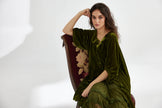 Miss Rose Sister Violet Florentine Velvet Coat Dress Moss