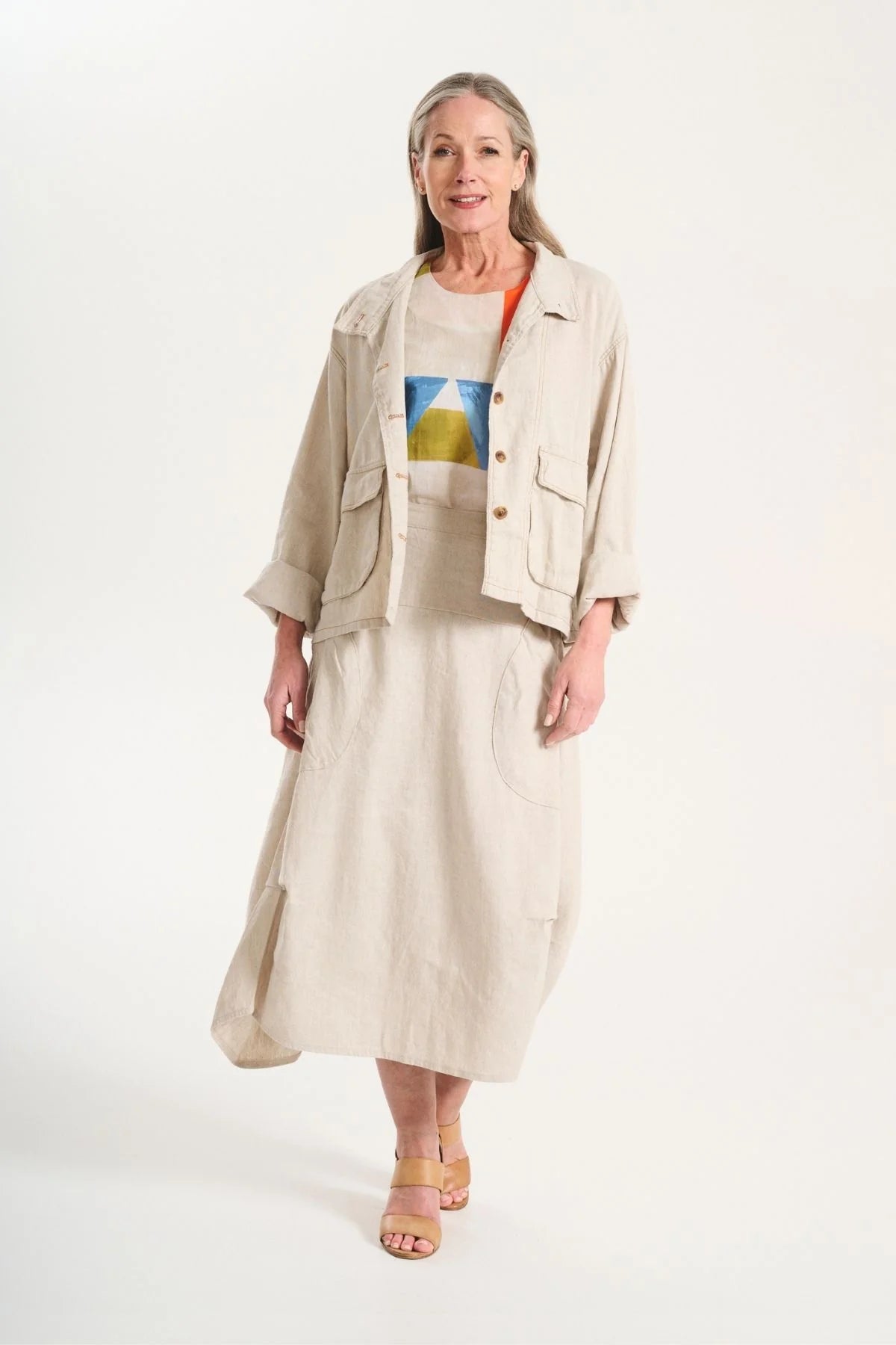 Olga de Polga Miwaukee Venice Beach Linen Skirt Oat