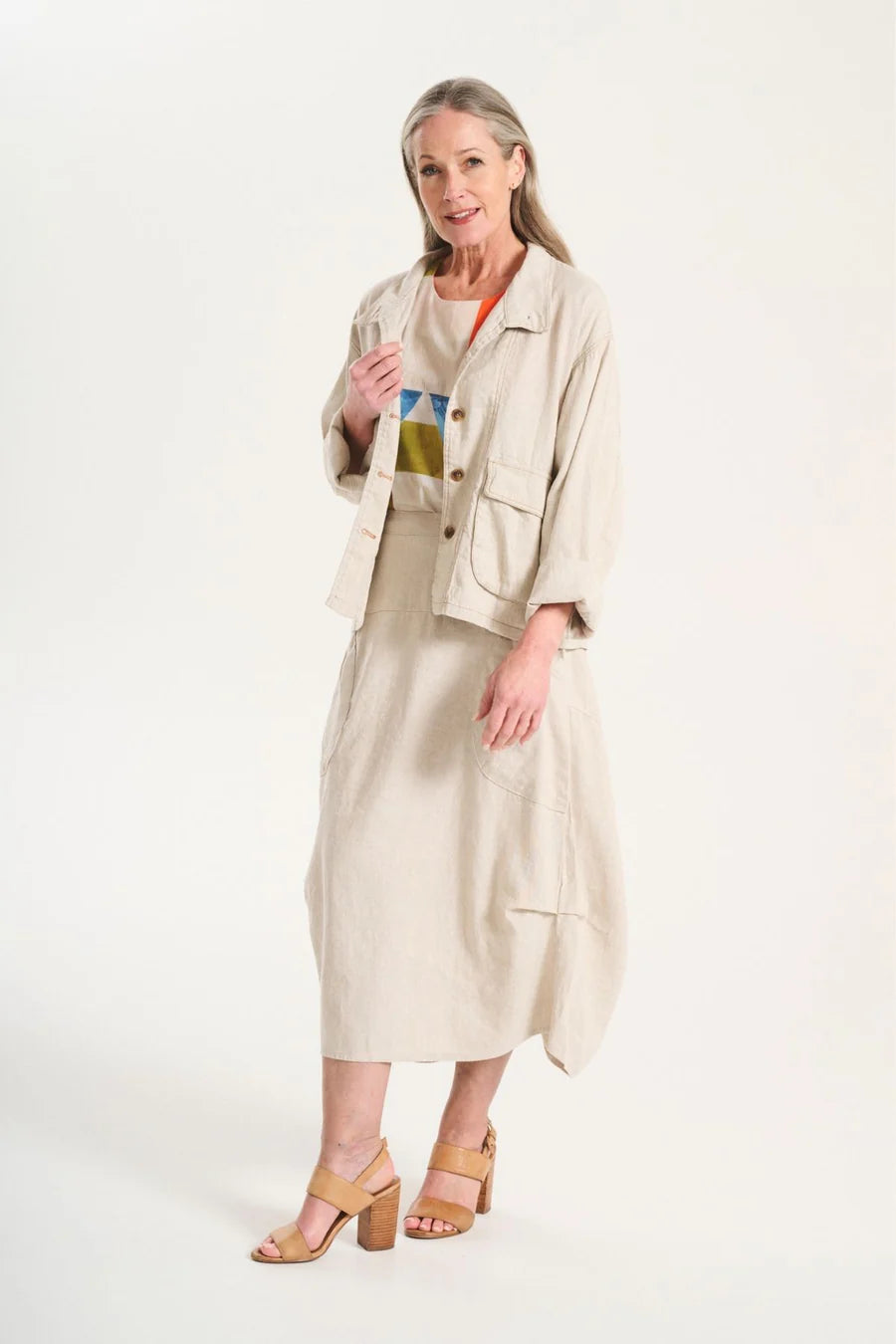 Olga de Polga Miwaukee Venice Beach Linen Skirt Oat