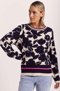 Wear Colour Floral Bomb Sweater Navy/Fuchsia
