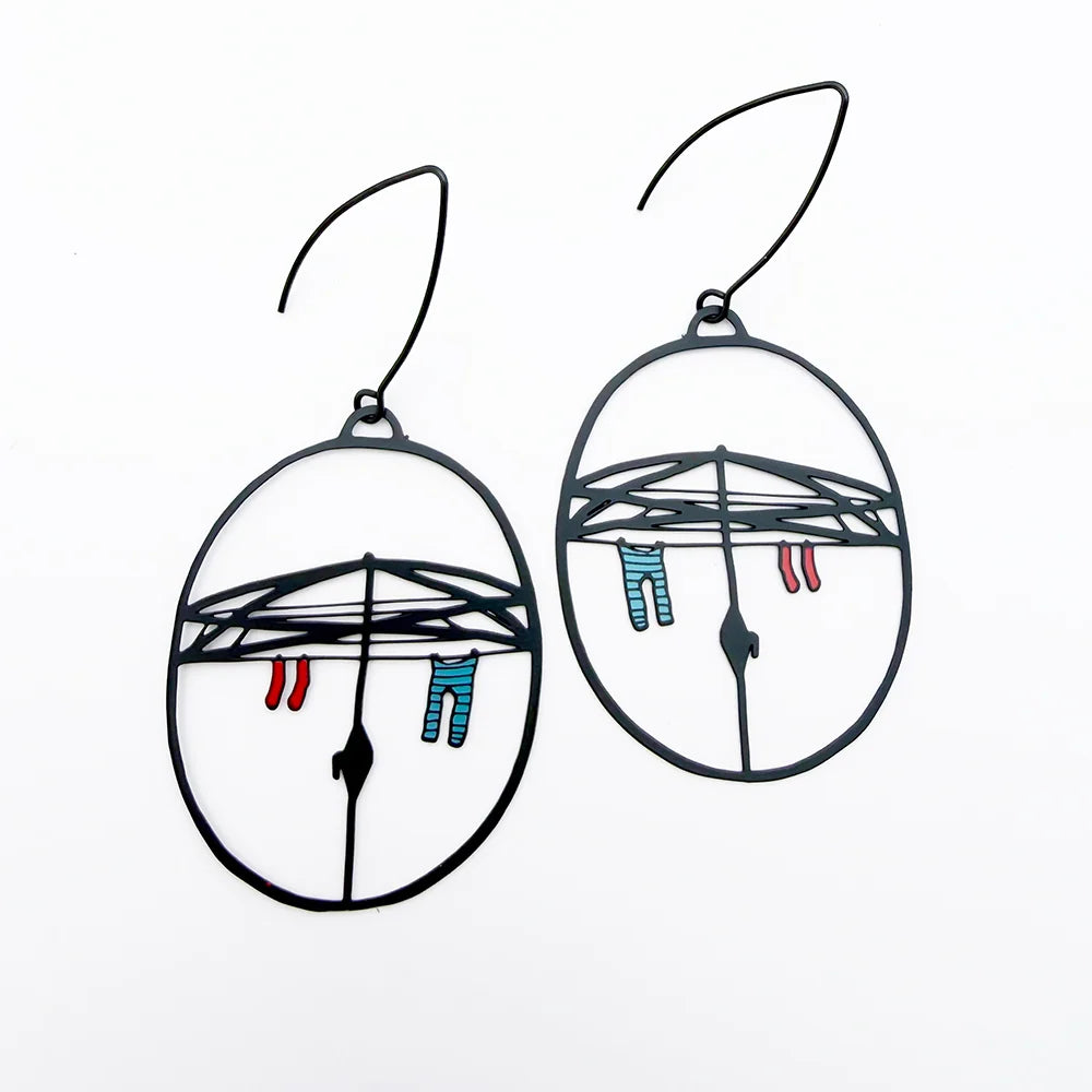 DENZ Washing Line Earrings Black/ Red/ Blue