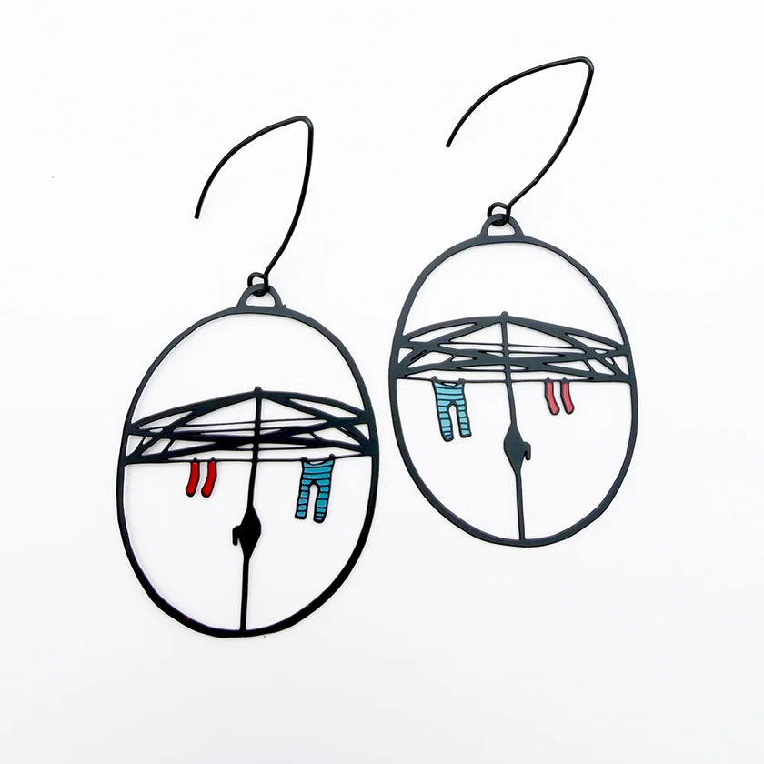 DENZ Washing Line Earrings Black/ Red/ Blue