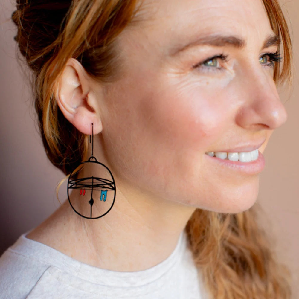 DENZ Washing Line Earrings Black/ Red/ Blue