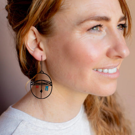DENZ Washing Line Earrings Black/ Red/ Blue