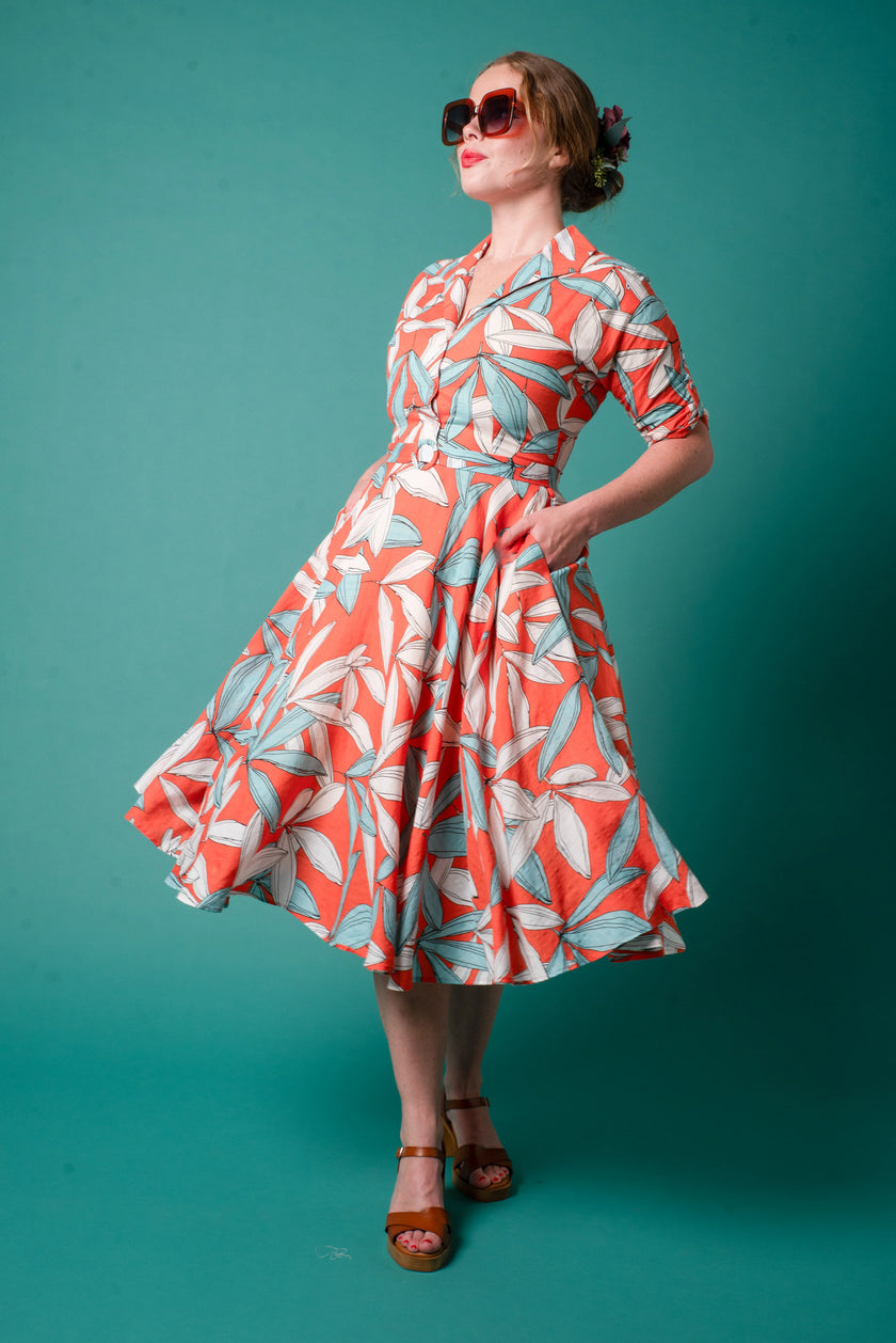 Elise Design Philippa Dress Orange/Blue Tropical
