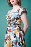 Elise Design Astrid Linen Dress Cream/Blue