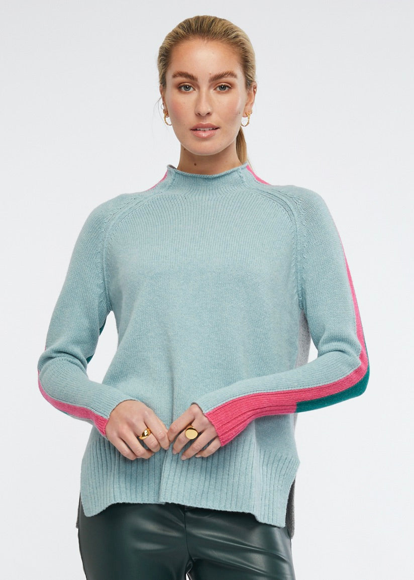 Zaket & Plover Intarsia Funnel Neck Seashore