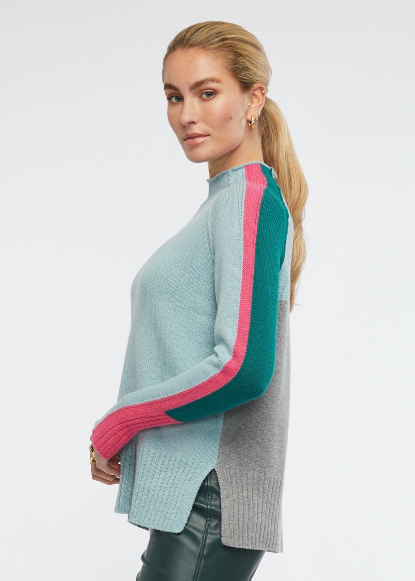 Zaket & Plover Intarsia Funnel Neck Seashore