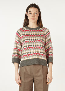 Zaket & Plover Mohair Fairisle Jumper Charcoal