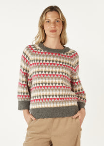 Zaket & Plover Mohair Fairisle Jumper Charcoal