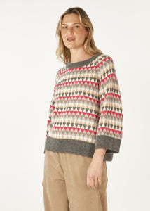 Zaket & Plover Mohair Fairisle Jumper Charcoal