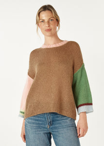 Zaket & Plover Mohair Colour Block Jumper Caramel