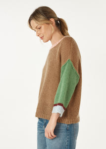 Zaket & Plover Mohair Colour Block Jumper Caramel