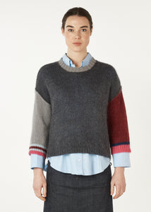 Zaket & Plover Mohair Colour Block Jumper Charcoal