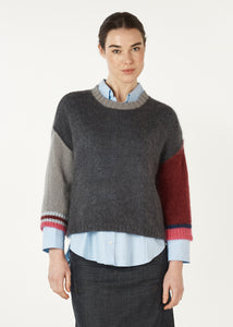 Zaket & Plover Mohair Colour Block Jumper Charcoal