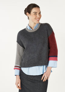 Zaket & Plover Mohair Colour Block Jumper Charcoal