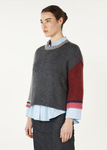 Zaket & Plover Mohair Colour Block Jumper Charcoal