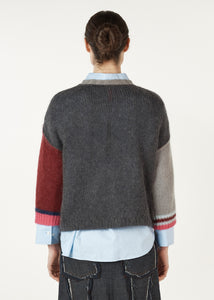 Zaket & Plover Mohair Colour Block Jumper Charcoal