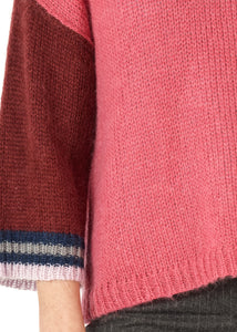 Zaket & Plover Mohair Colour Block Jumper Rouge