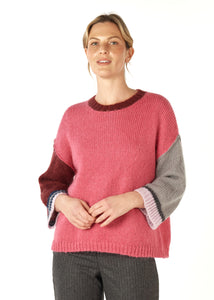 Zaket & Plover Mohair Colour Block Jumper Rouge