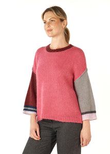 Zaket & Plover Mohair Colour Block Jumper Rouge