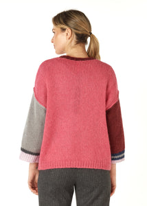 Zaket & Plover Mohair Colour Block Jumper Rouge