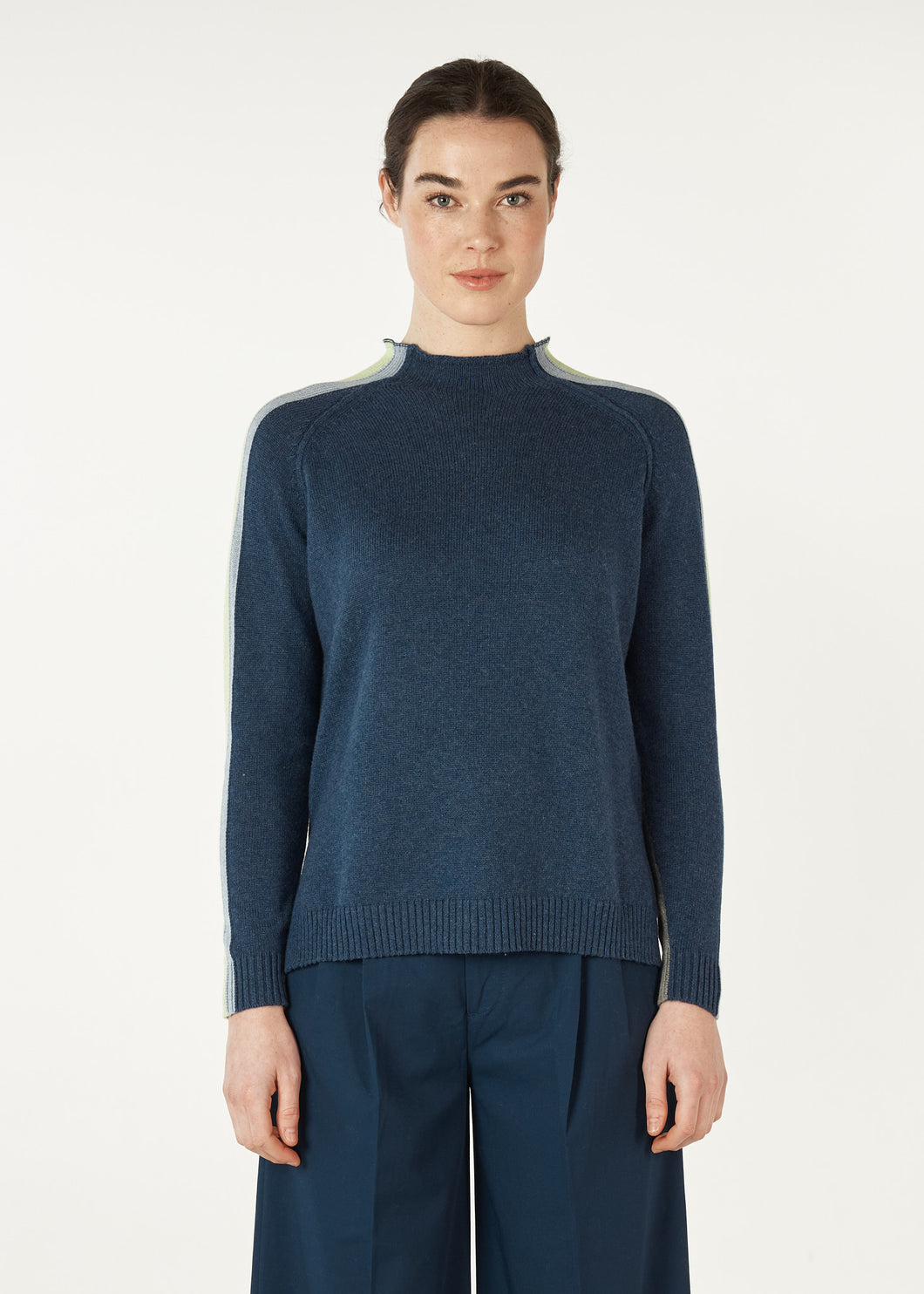 Zaket & Plover Contrast Funnel Neck Denim