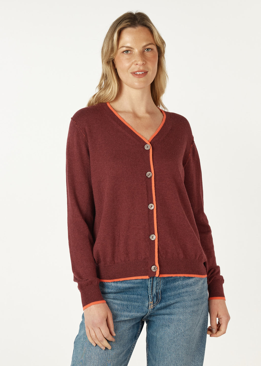 Zaket & Plover Essential V Cardi Shiraz