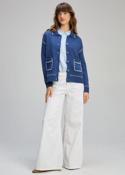 Zaket & Plover Tailored Cardi Indigo