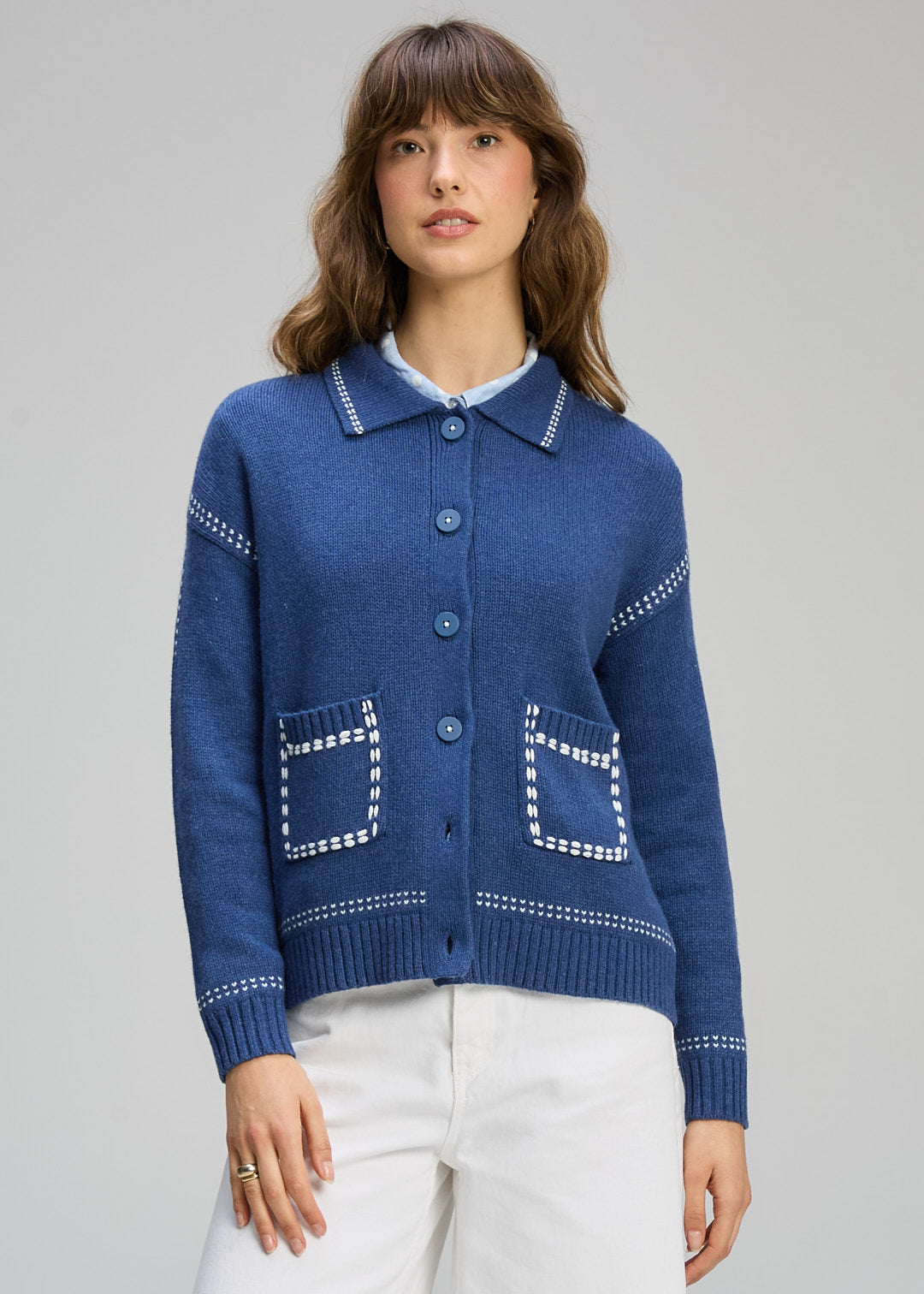 Zaket & Plover Tailored Cardi Indigo