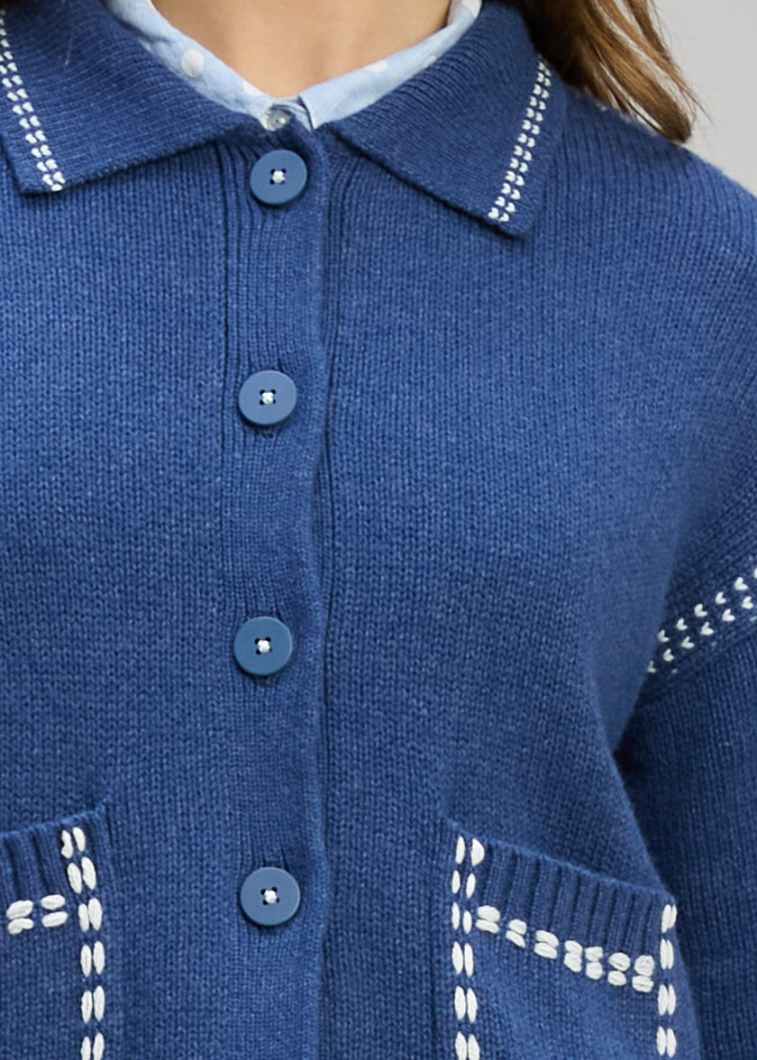 Zaket & Plover Tailored Cardi Indigo