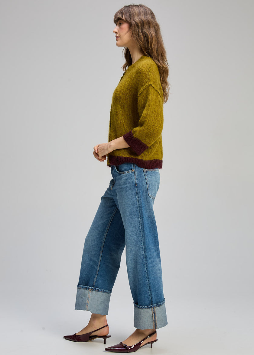 Zaket & Plover Kid Mohair Cardi Chartreuse