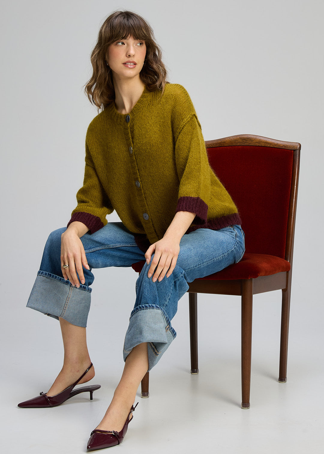 Zaket & Plover Kid Mohair Cardi Chartreuse